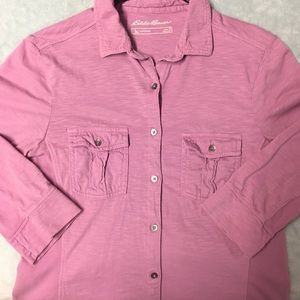 3/4 sleeve button up shirt